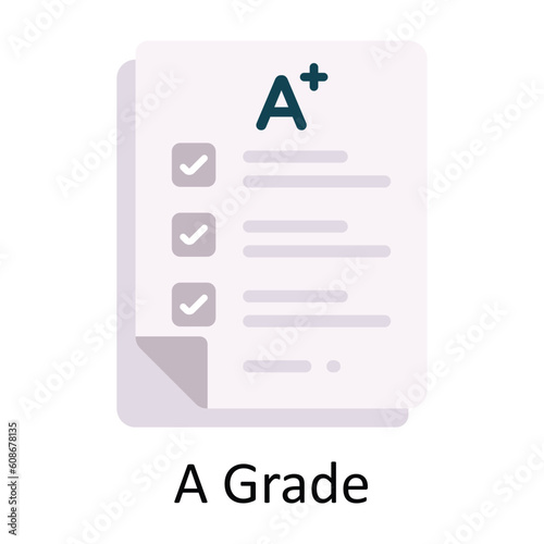 A Grade Vector  Flat Icon Design illustration. Education and learning Symbol on White background EPS 10 File © Optima GFX
