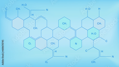 Abstract chemistry and chemical formulas. Science and medical innovation technology concept background design. photo