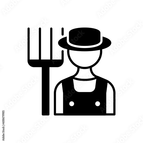 Farmer black glyph icon on white background