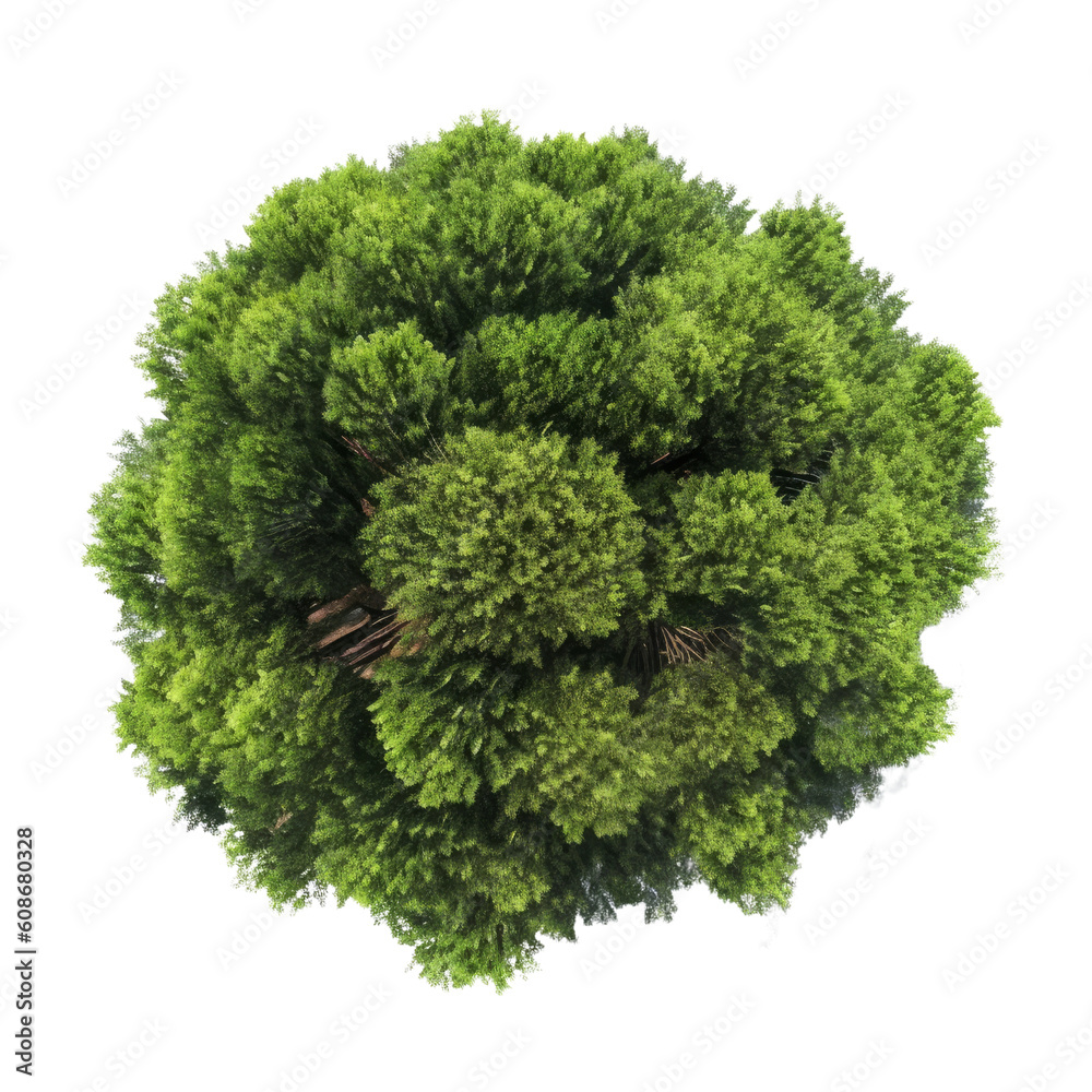 tree top view isolated on transparent background cutout