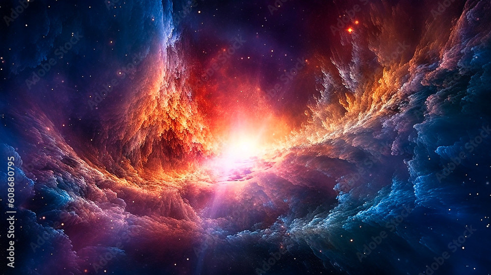 Graphic representation of a supernova explosion in a distant galaxy. Ai generativ.