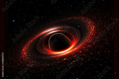 Graphical representation of a massive black hole in a distant galaxy. AI generativ