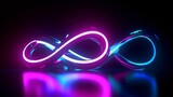 endless 3d animation, abstract geometric background of infinity symbol. Glowing neon lights moving across the surface of an endless loop. Minimalist animated, Generative AI
