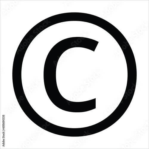 copyright symbol on white background isolated, copyright icon