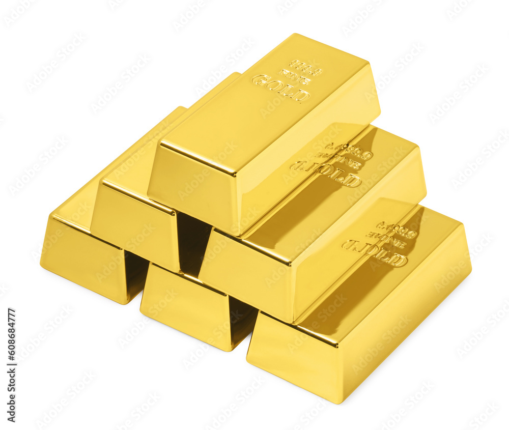 Stack of shiny gold bars isolated on white Stack of shiny gold bars isolated on white