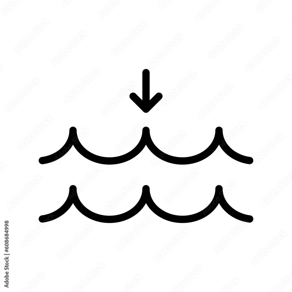 Water Arrow Down, Weather Icon Set. Logo illustration on white background. Flat design style. Water Arrow Down, Weather Icon Set. Logo illustration on white background. Flat design style.