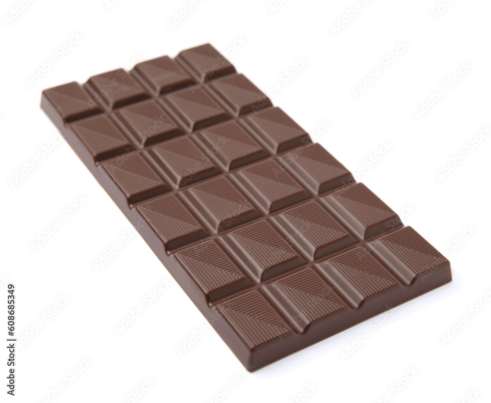 Delicious dark chocolate bar isolated on white Delicious dark chocolate bar isolated on white