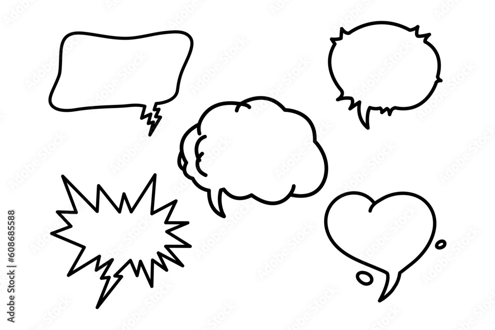 Set of conversation frames in line style. Speak. White background. isolated. Vector stock illustration. Comic bubble speak.