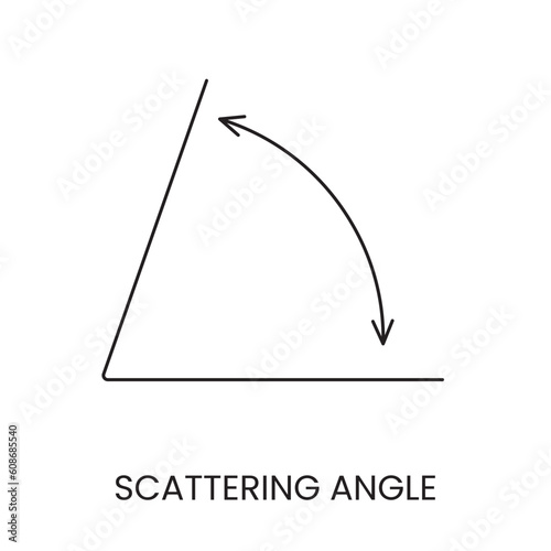 Vector icon representing light dispersion angle, scattering angle vector
