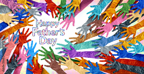 Fathers Day holiday as a celebration and paternal symbol for dad or daddy honoring papa as a global diverse parenthood and world parent celebrating fatherhood parenting.