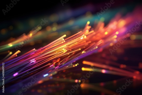 Fiber optic network speed data connection cable technology. Generative AI.