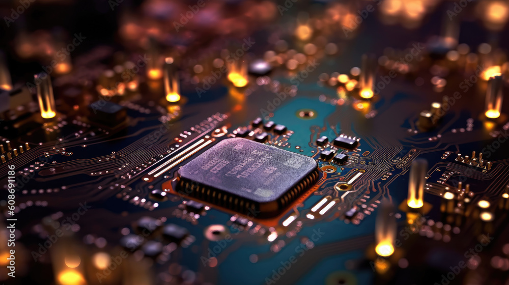Futuristic Processing unit on a circuit board. Futuristic Processing unit on a circuit board.