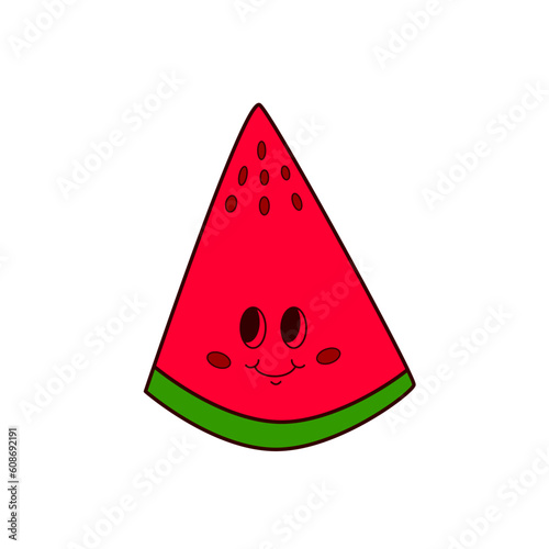 Groovy watermelon. Retro vintage watermelon. Thin line signs for design logo, visit card, etc. Single high-quality outline symbol for web design or mobile app. Cup outline pictogram.