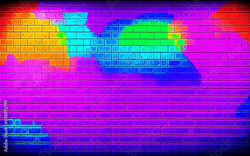 Colored brick walls and bright neon lights