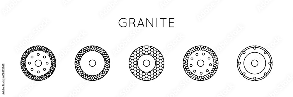 Diamond disc vector icon. Angle grinder disc for granite Diamond disc vector icon. Angle grinder disc for granite