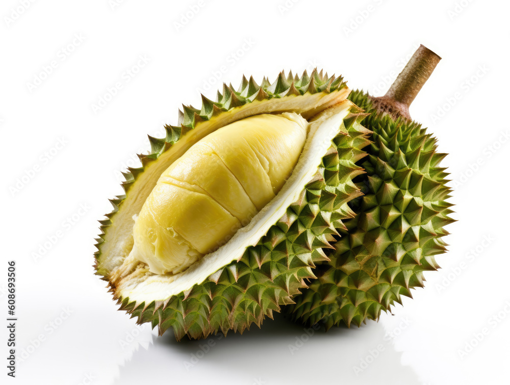 Fototapeta premium Fresh durian fruit on white background
