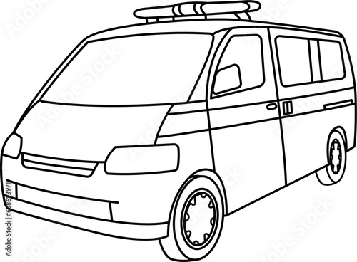 Doctor Ambulance Outline Illustration Vector