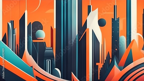 Abstract vector artwork of a city. generative ai
