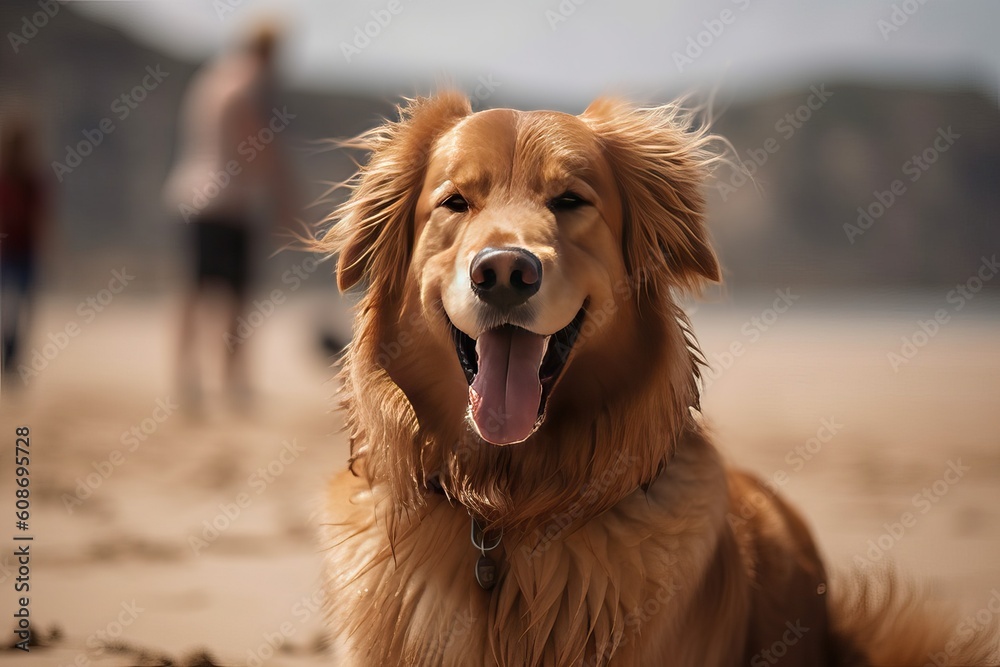 Happy dog portrait enjoy the beach