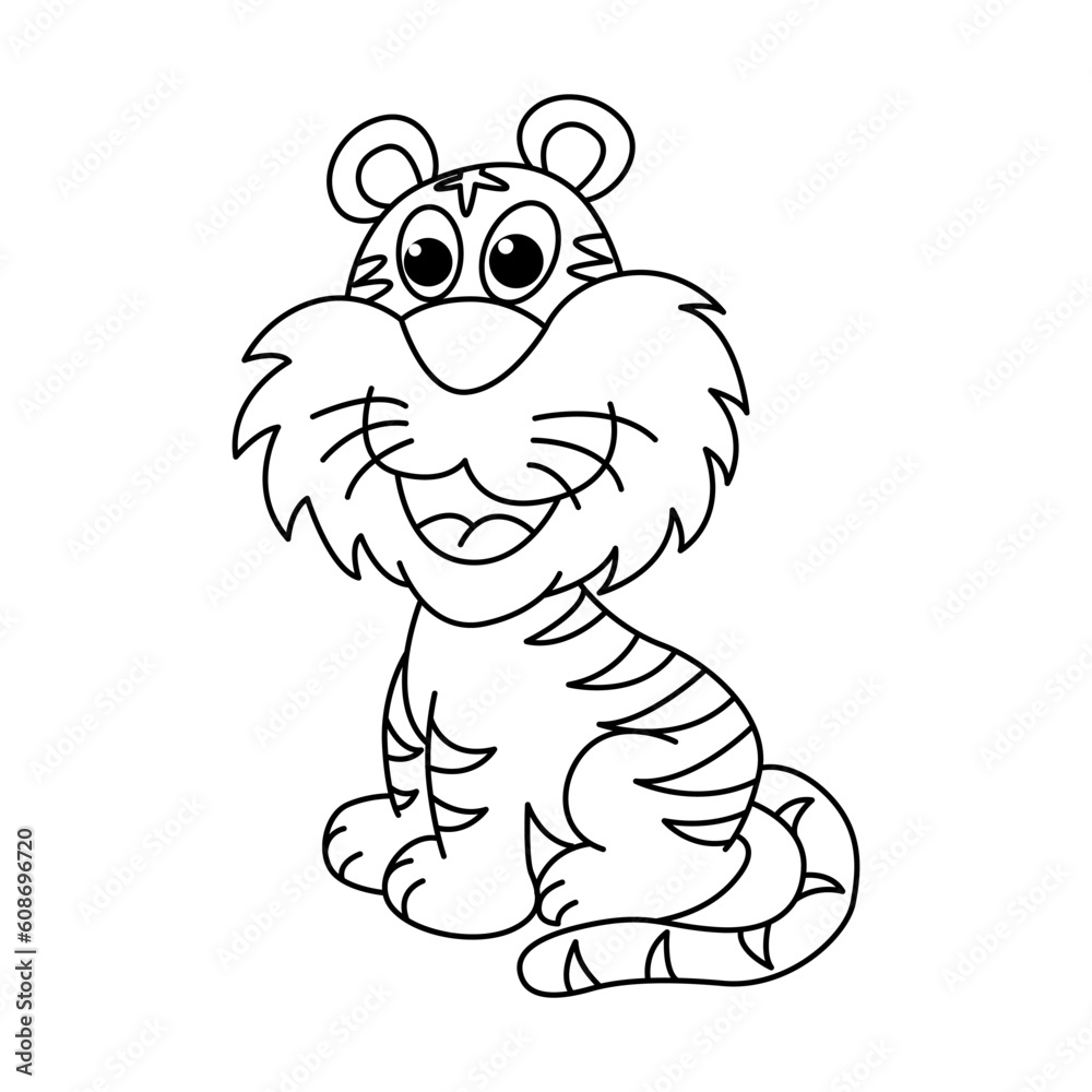 Funny cat cartoon characters vector illustration for kids coloring