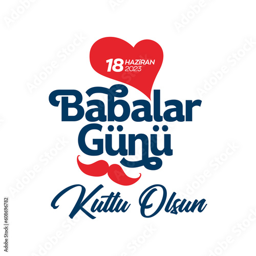 Happy Father's Day to all our fathers. Father's Day poster or flyer template on blue background. Happy International Father's Day. Billboard, Poster, Social Media, Greeting Card template. Kutlu olsun