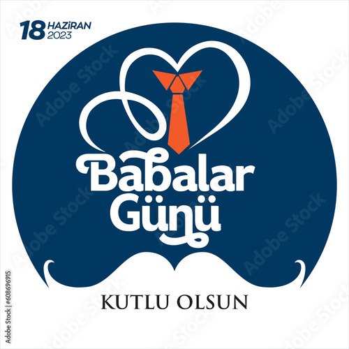 Happy Father's Day to all our fathers. Father's Day poster or flyer template on blue background. Happy International Father's Day. Billboard, Poster, Social Media, Greeting Card template. Kutlu olsun