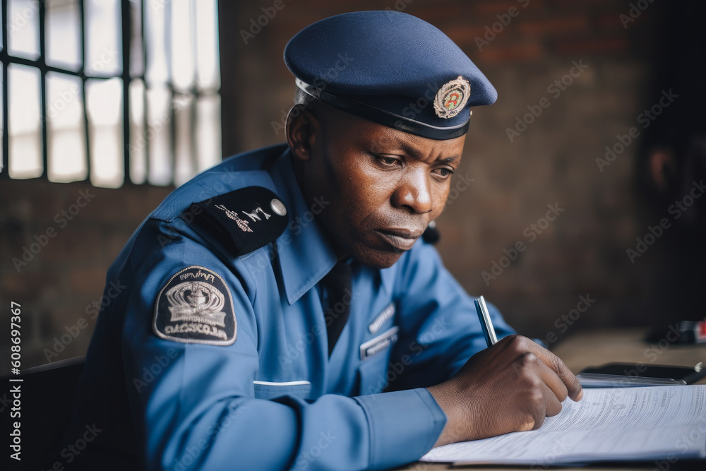 Corrupt African Police Officer, Portrait. Generative ai Corrupt African Police Officer, Portrait. Generative ai