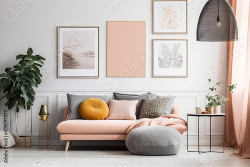 Luxurious Elegant Living Room Decor. Generative AI