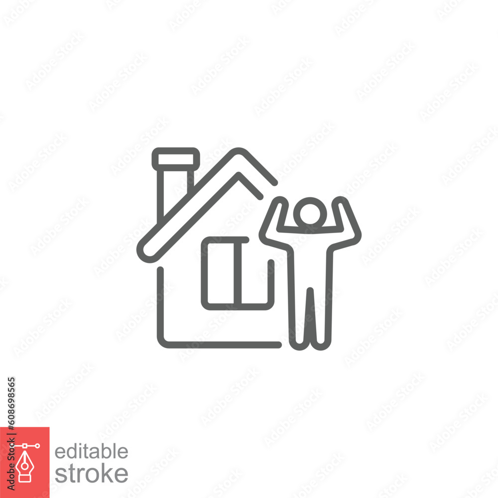 Home workout icon. Simple outline style. Gym, exercise, house training, active, fitness, fit, sport concept. Thin line symbol. Vector illustration isolated on white background. Editable stroke EPS 10. Home workout icon. Simple outline style. Gym, exercise, house training, active, fitness, fit, sport concept. Thin line symbol. Vector illustration isolated on white background. Editable stroke EPS 10.
