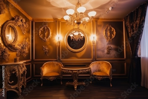 Luxurious Elegant Living Room Decor. Generative AI