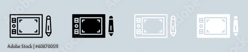 Pen tablet icon set in black and white. Drawing signs vector illustration.