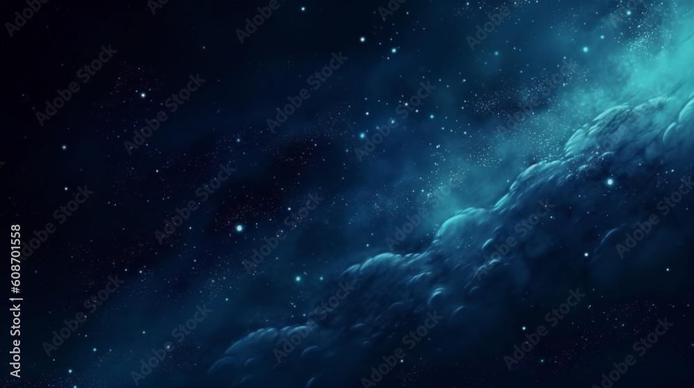 blue space background, in the style of large canvas format, nightscape blue space background, in the style of large canvas format, nightscape