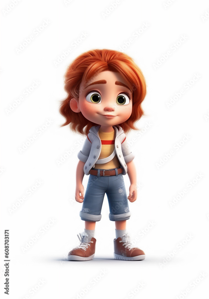 Cute redhead girl character on white background Cute redhead girl character on white background