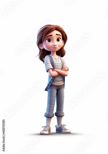 Girl is stylishly dressed. on a white background