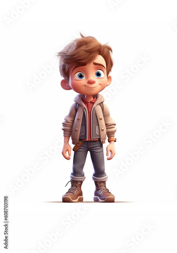 Cute boy character on white background