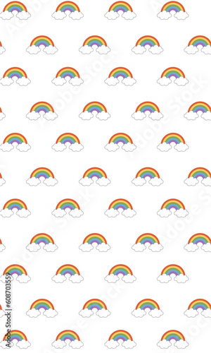 Rainbow Pattern, Colorful seamless rainbow, Rainbow white backgrounds, Sky Wallpaper Love Cards Vector Stock Vector Illustration, clouds, rainbow.