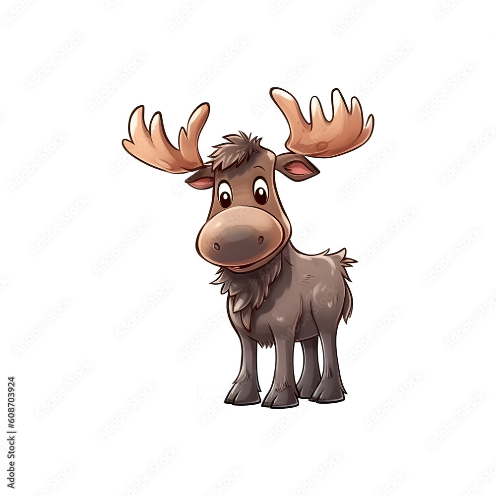 Playful Giant: 2D Illustration of a Cute Moose