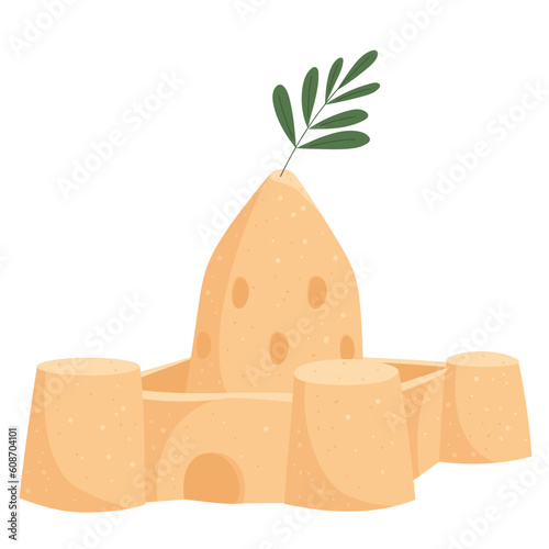 sand castle kids building on the beach vector illustration isolated on white background for summer decorations