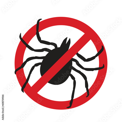 Warning, beware of ticks vector illustration. Tick insect in the