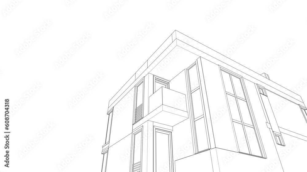 Architectural drawing of a house 3d illustration Architectural drawing of a house 3d illustration