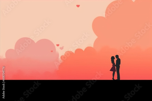 romantic 2D wallpaper for desktop computer. AI generative