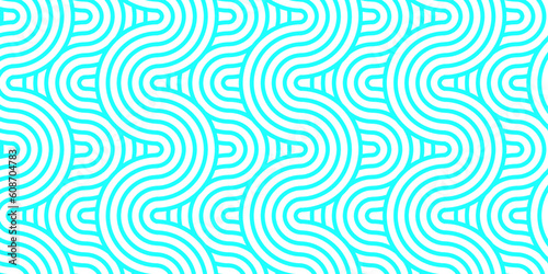 Seamless abstract blue patter background with waves texture.  circles with seamless pattern overloping blue geomatices retro background.