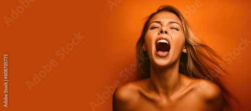 Screaming young woman. Gene...