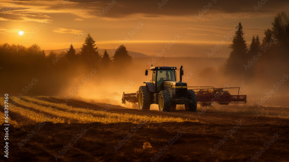 Fototapeta premium tractor working in the field