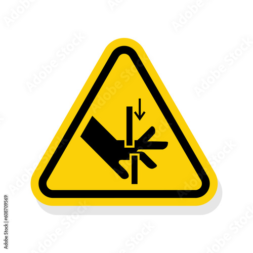 ISO Triangle Warning Sign: Hand Crush Moving Parts Symbol