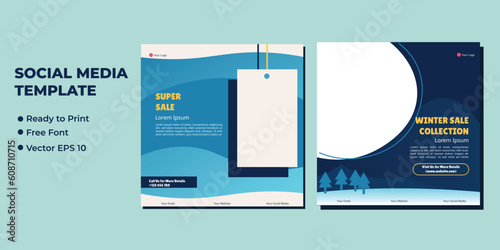 Winter Sale Social Media Post Design, Social Media Banner Design