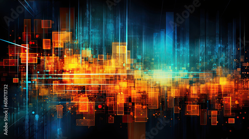 Abstract widescreen high tech IT blue and red
