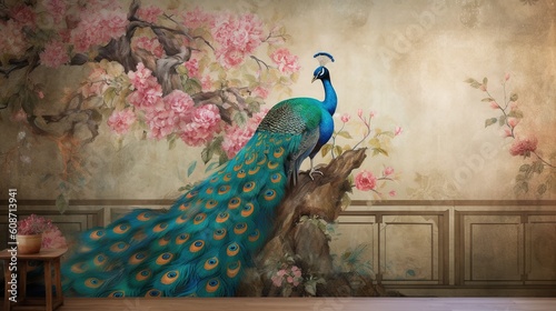 Colorful Peacock Generative AI © Jawad