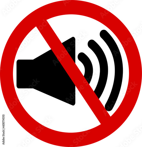 Vector sign of prohibition of a volume sound. Do not alloweed sound. Forbidden sound sign. Replaceable vector design.