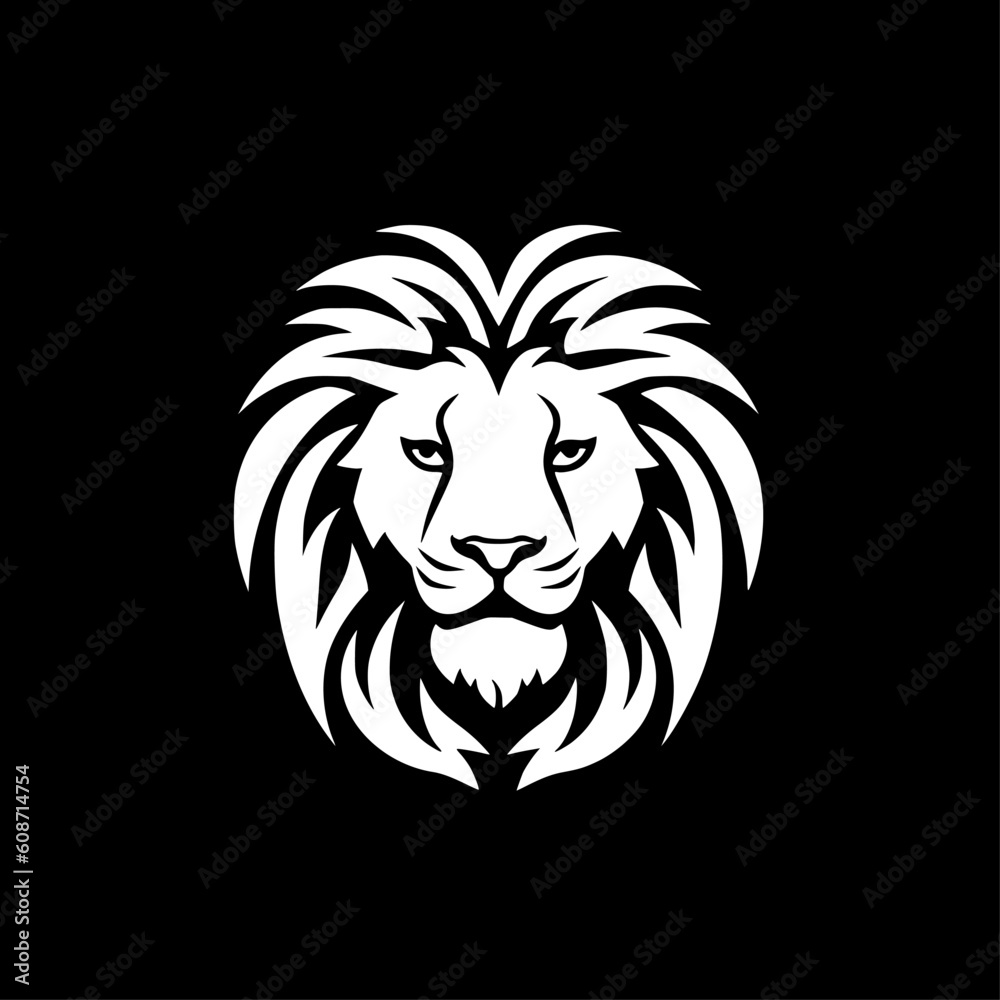 Fototapeta premium Lion - Black and White Isolated Icon - Vector illustration
